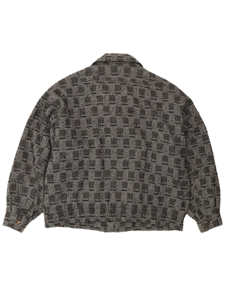 VINTAGE Herren Bomberjacke IT 52 XL grau karierte Wolle