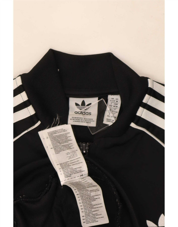 Adidas Jungen Trainingsanzug Top Jacke 11-12 Jahre Schwarzes Polyester