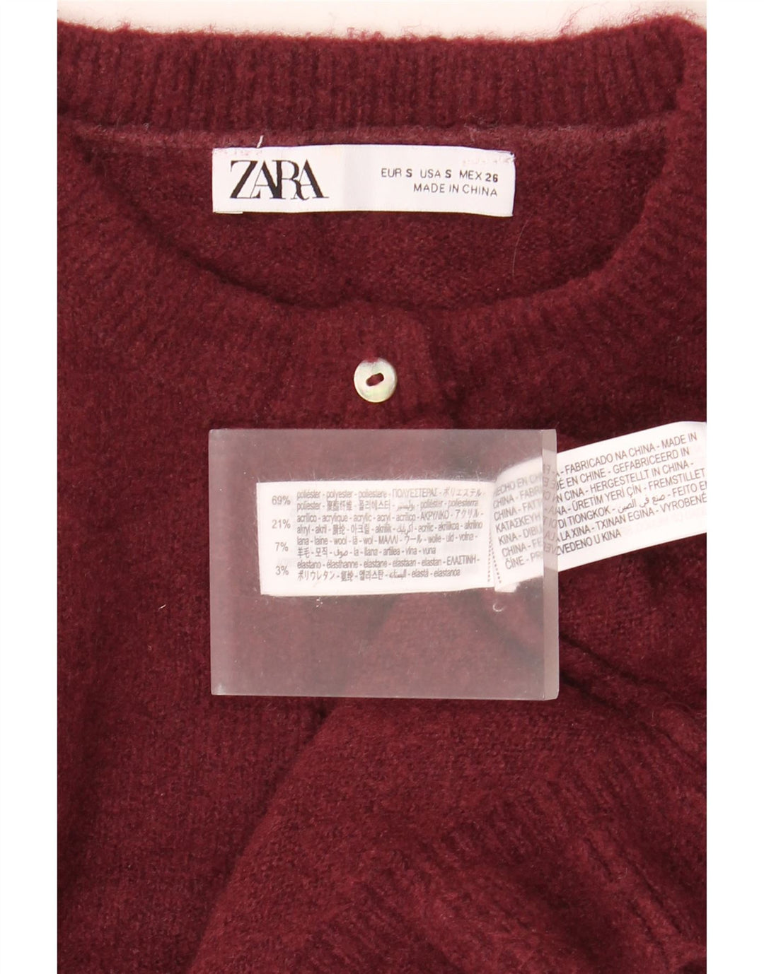 Zara Damen Crop-Oversize-Cardigan-Pullover, Gr. 10, Klein, Kastanienbraun, Polyester