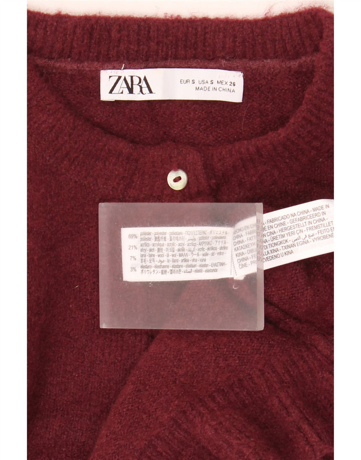 Zara Damen Crop-Oversize-Cardigan-Pullover, Gr. 10, Klein, Kastanienbraun, Polyester
