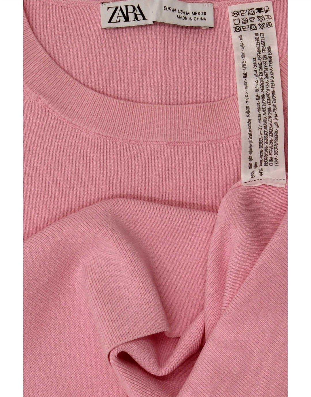 Zara Damen Crop Top UK 14 Mittelrosa Nylon