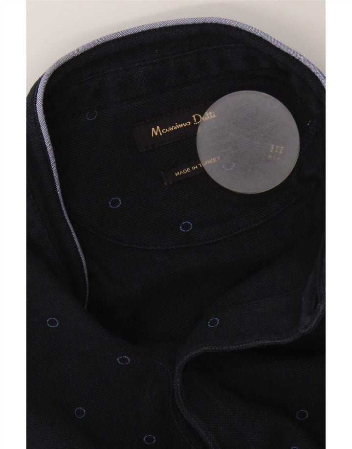 Massimo Dutti Herren-Poloshirt, groß, marineblau gepunktet
