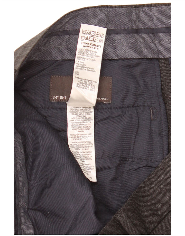 Marks & Spencer Herren-Anzughose, kurz geschnitten, gerade, W34, L25, graue Wolle