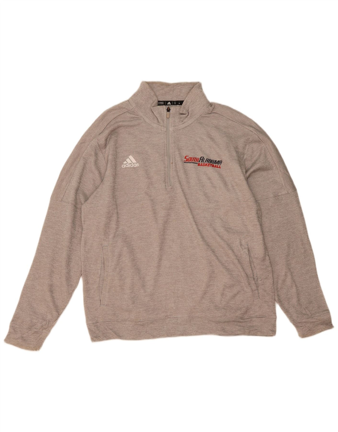 ADIDAS Herren Graphic Zip Neck Sweatshirt Pullover XL Grau Polyester