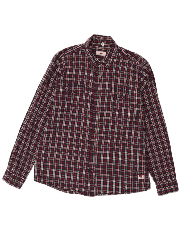 CARRERA Herren-Flanellhemd mit normaler Passform, XL, rot kariert, Baumwolle