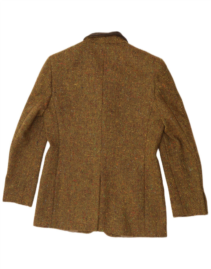 Max Mara Damen-Blazerjacke mit 3 Knöpfen, Gr. 10, Größe S, Khaki, Fischgrätenmuster