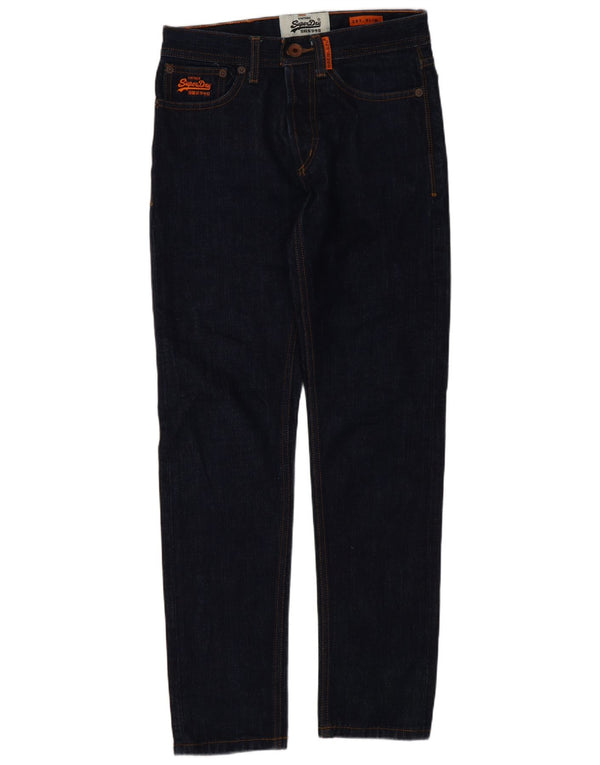 Superdry Damen Slim Jeans W28 L30 marineblaue Baumwolle