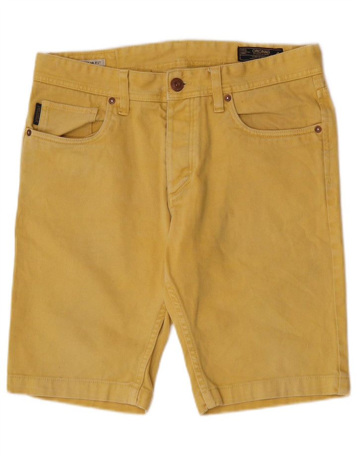 Jack & Jones Herren-Jeansshorts mit normaler Passform, Größe M, W32, gelbe Baumwolle