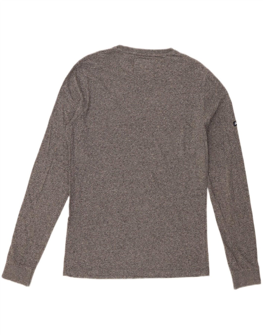 SUPERDRY Herren-Oberteil, langärmelig, klein, grau gesprenkelte Baumwolle