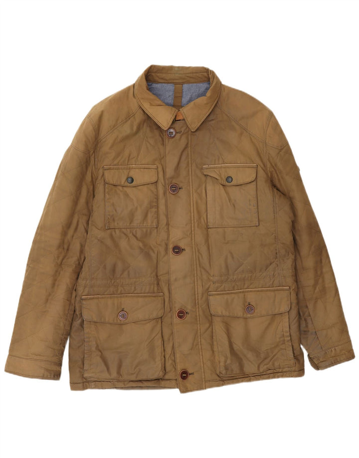 Massimo Dutti Herren-Utility-Jacke, UK 40, großes braunes Nylon