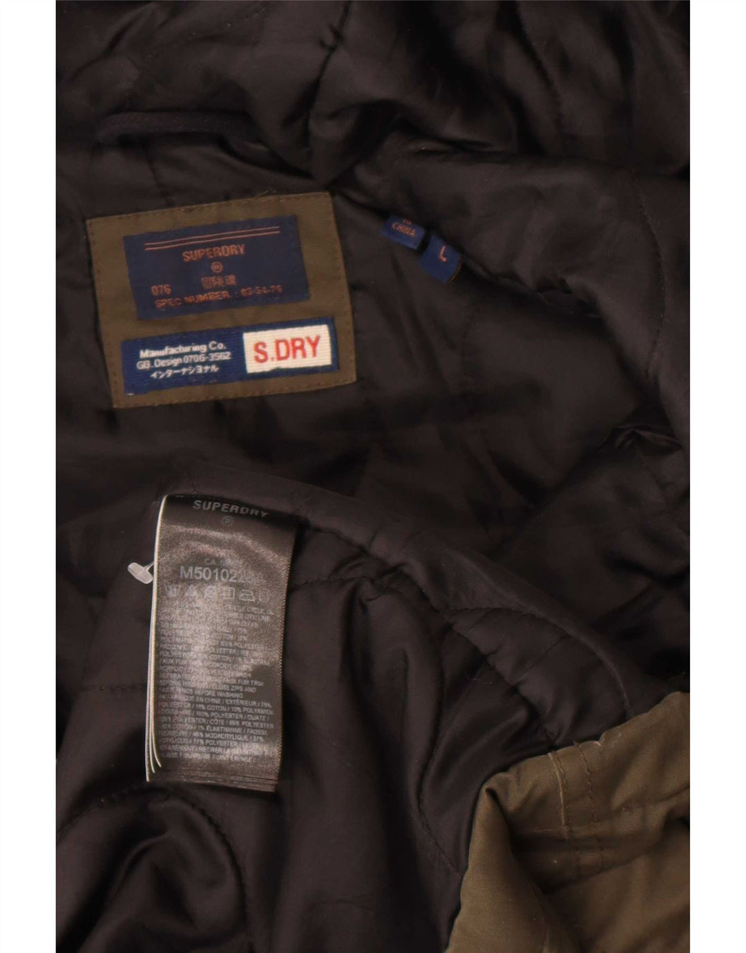 Superdry Herren-Parka mit Kapuze, UK 40, Größe L, Khaki, Polyester
