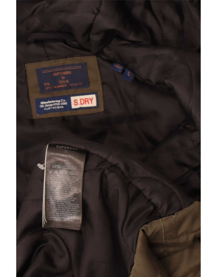 Superdry Herren-Parka mit Kapuze, UK 40, Größe L, Khaki, Polyester