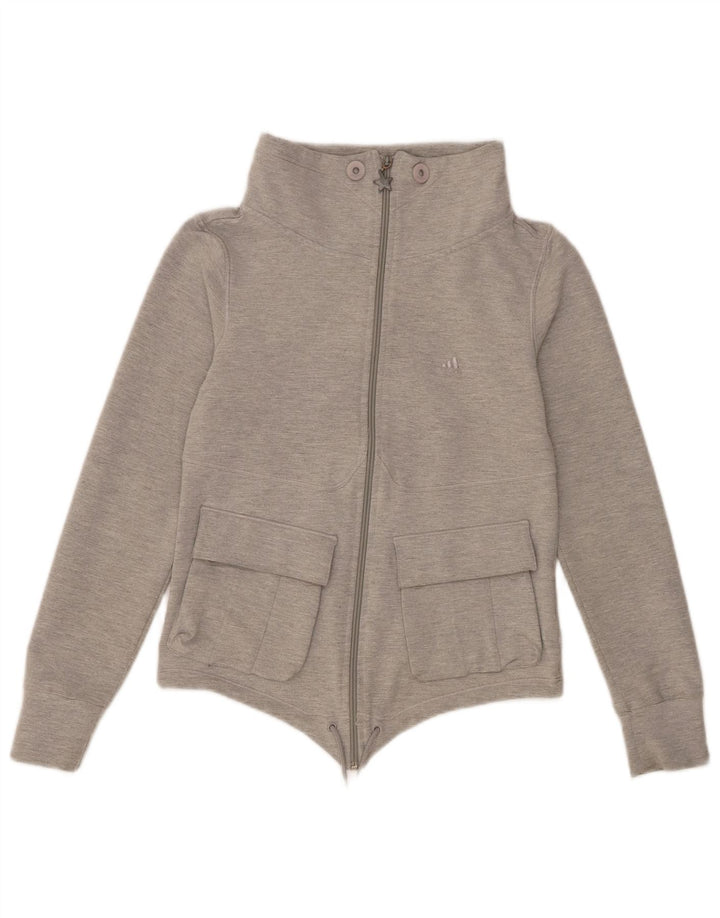 Adidas Damen Trainingsanzug Top Jacke UK 10 Small Grau Baumwolle