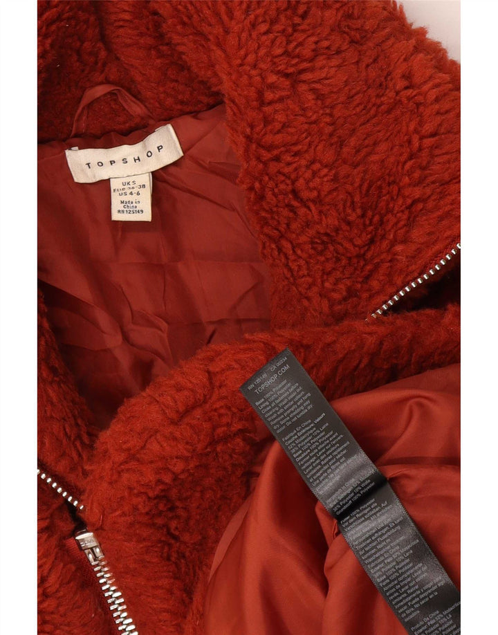 Topshop Damen Teddy Bear Übergroße Windjacke UK 10 Small Orange