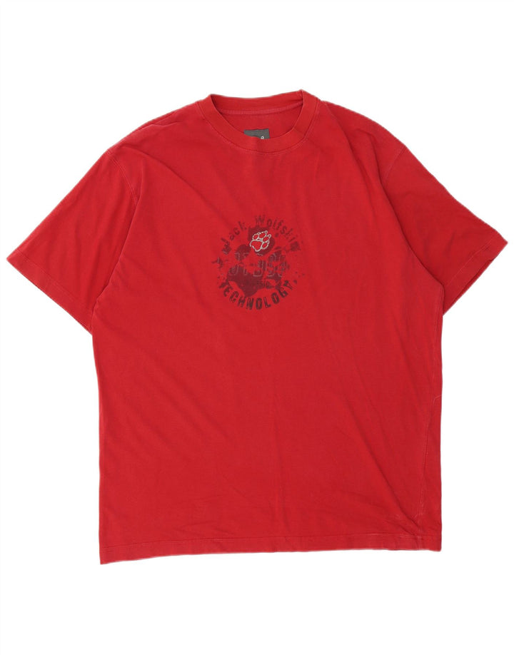 Jack Wolfskin Herren-T-Shirt mit Grafik, groß, aus roter Baumwolle