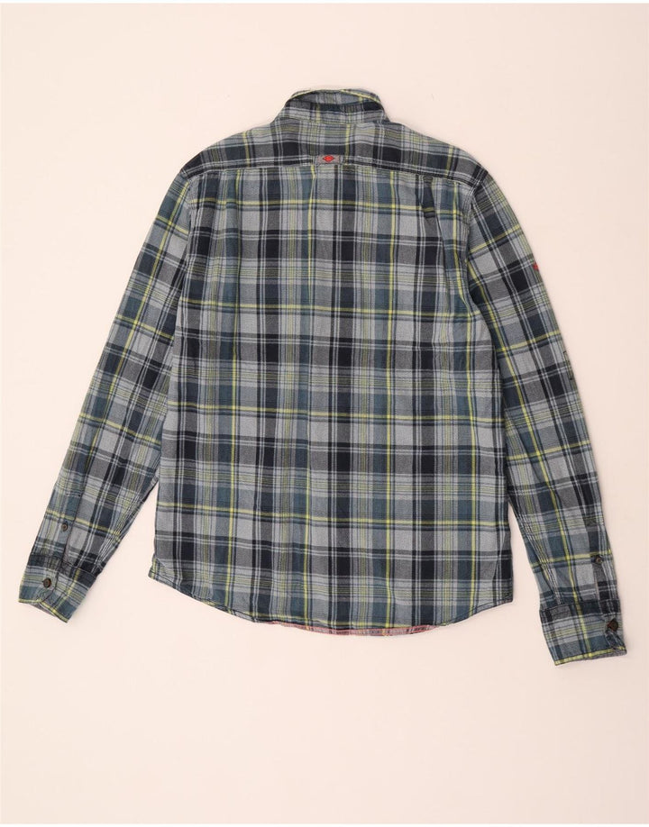 Superdry Herren-Flanellhemd 2XL aus grau karierter Baumwolle