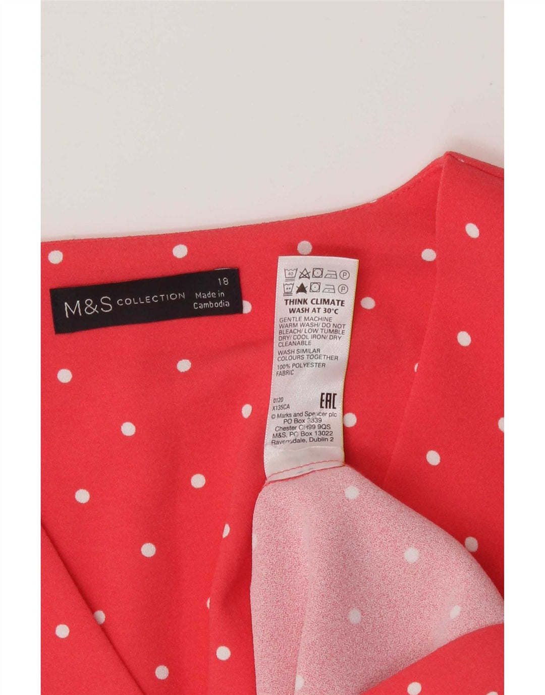 Marks & Spencer Damen Etuikleid UK 18 XL Rosa gepunktetes Polyester