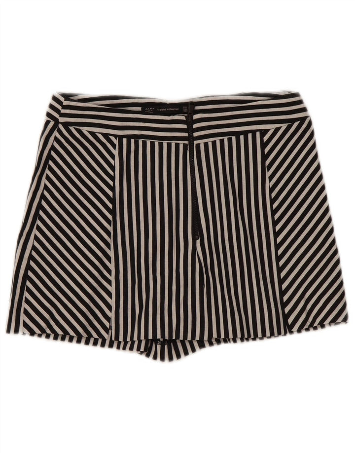 Zara Damen Skort UK 4 XS Schwarz gestreifte Baumwolle