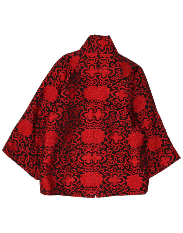 Vintage Damen 3/4 Ärmel Kimono Jacke UK 16 Großes rotes Paisley