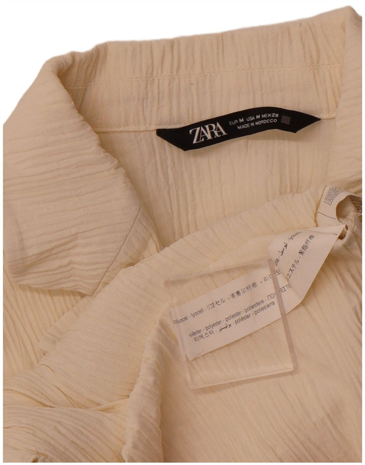 ZARA Womens Double Breasted Blazer Jacket UK 12 Medium Beige Lyocell