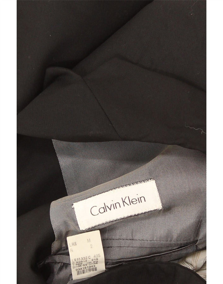 Calvin Klein Herren 3-Knopf-Blazerjacke UK 38 Mittelschwarze Wolle