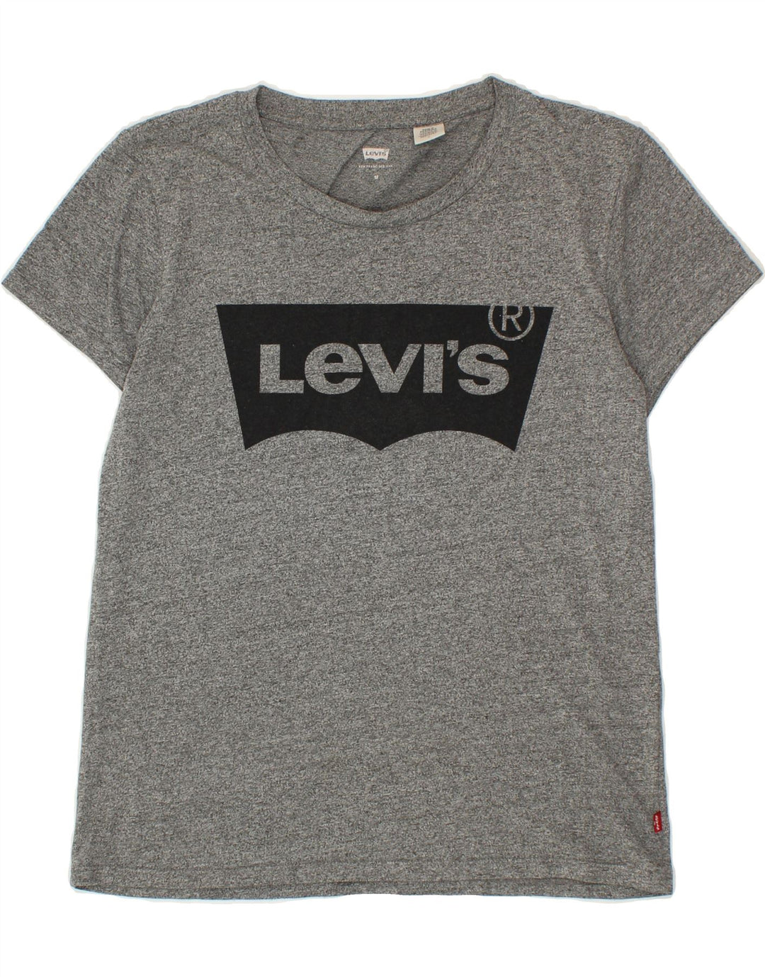 LEVI'S Womens Graphic T-Shirt Top UK 12 Medium Grey Flecked Vintage Levi's and Second-Hand Levi's from Messina Hembry 