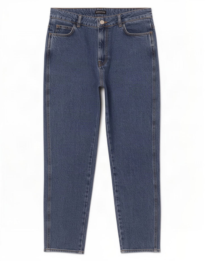 Whistle Damen Straight Jeans W30 L26 Blaue Baumwolle