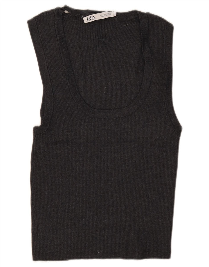 Zara Damen Ärmelloses Crop Top UK 18 XL Grau