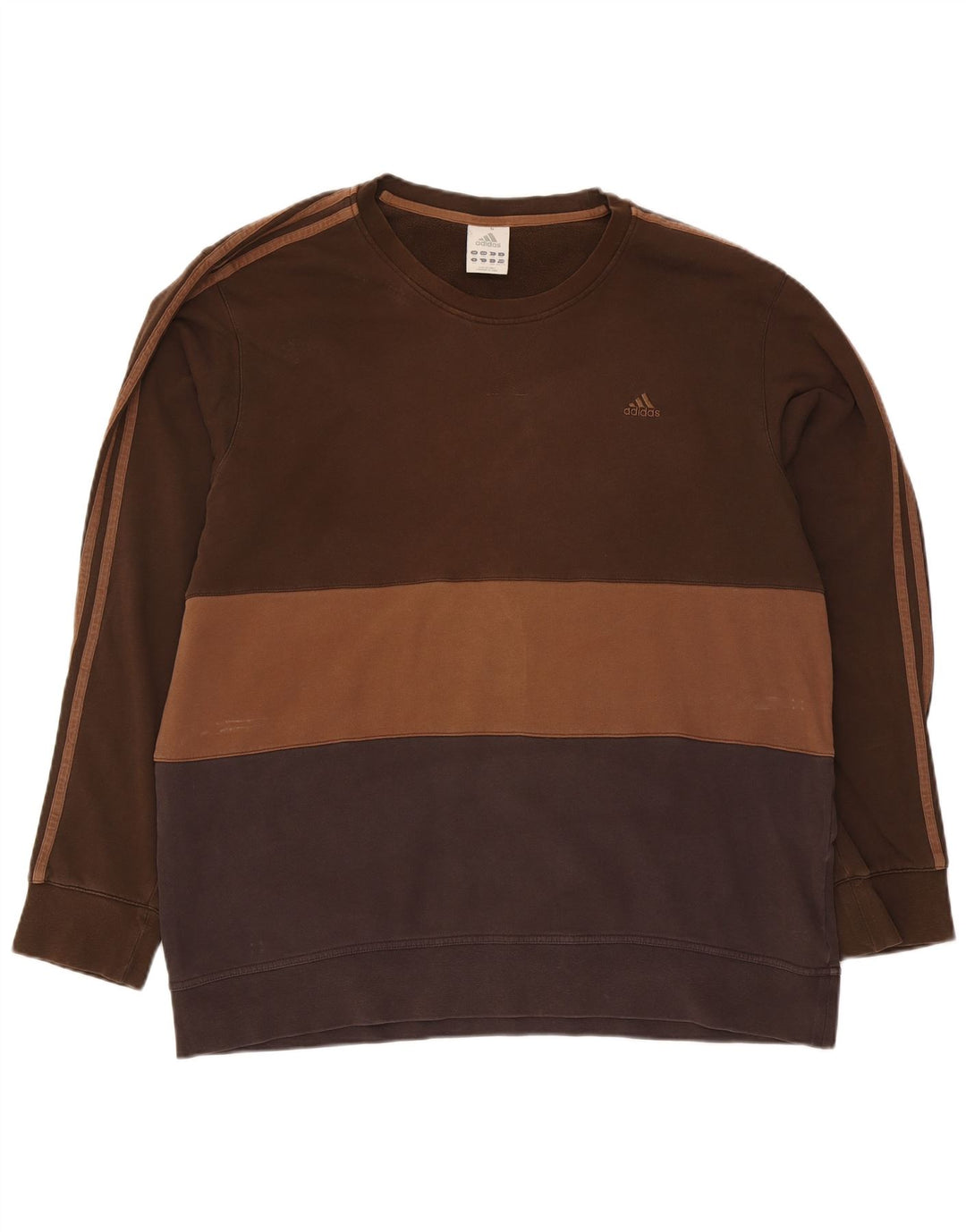 Adidas Herren Sweatshirt Pullover 2XL Braun Colourblock Baumwolle