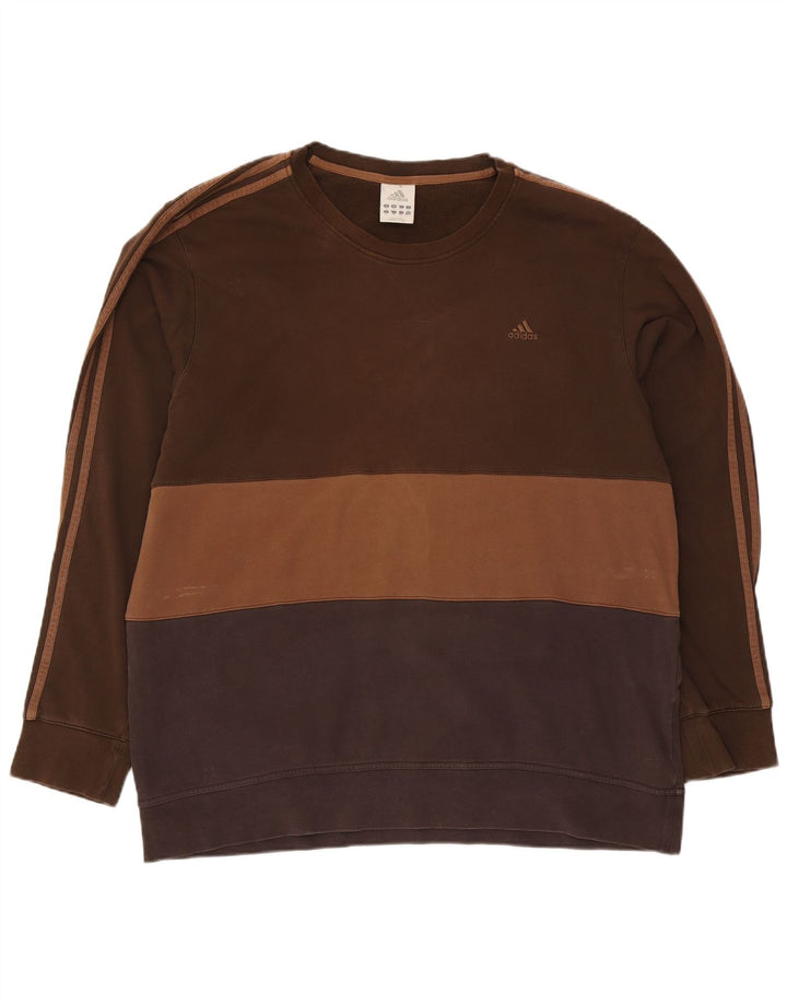 Adidas Herren Sweatshirt Pullover 2XL Braun Colourblock Baumwolle