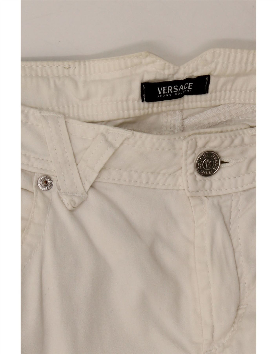 VERSACE Womens Straight Casual Trousers IT 44 Medium W30 L34 Off White Vintage Versace and Second-Hand Versace from Messina Hembry 