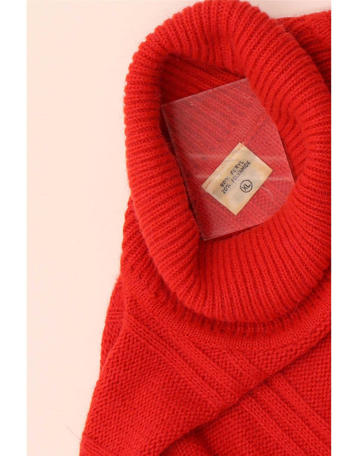 Vintage Herren Rollkragenpullover XL Rot Acryl