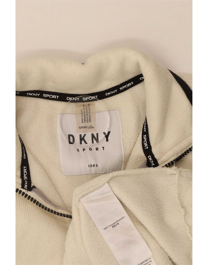 Dkny Damen-Sweatshirt mit 1/4-Reißverschluss, übergroß, UK 6, XS, gebrochenes Weiß, Polyester