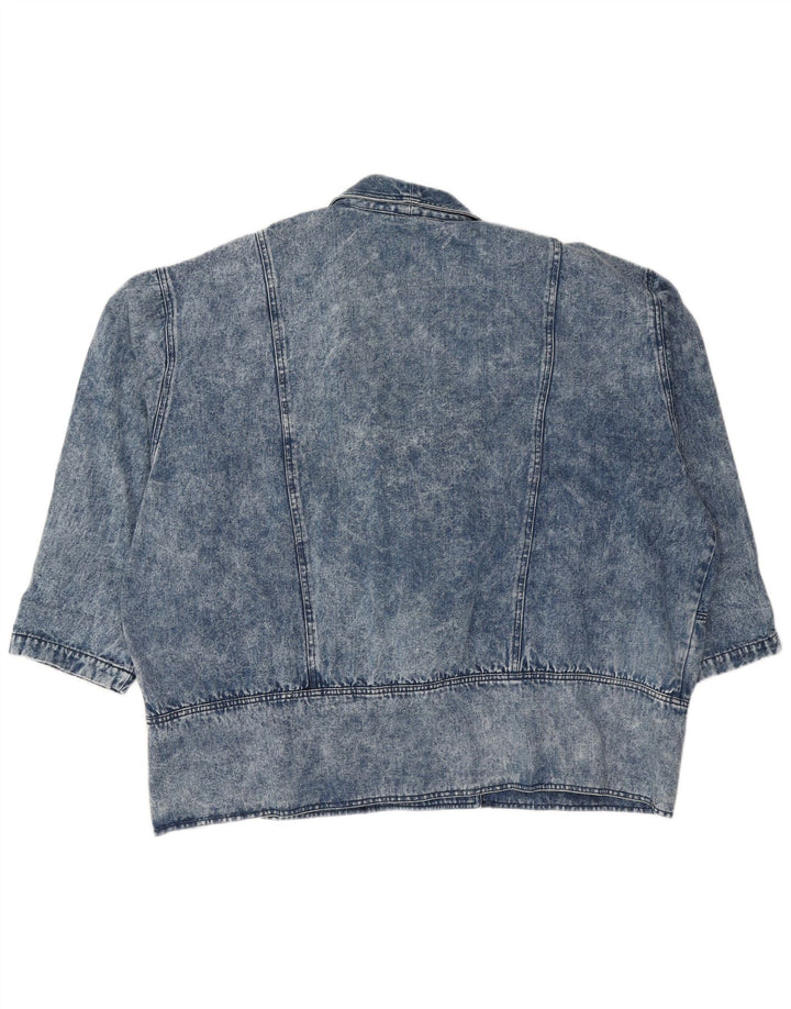 VINTAGE Damen Übergroße zweireihige Jeansjacke EU 54 5XL Blau