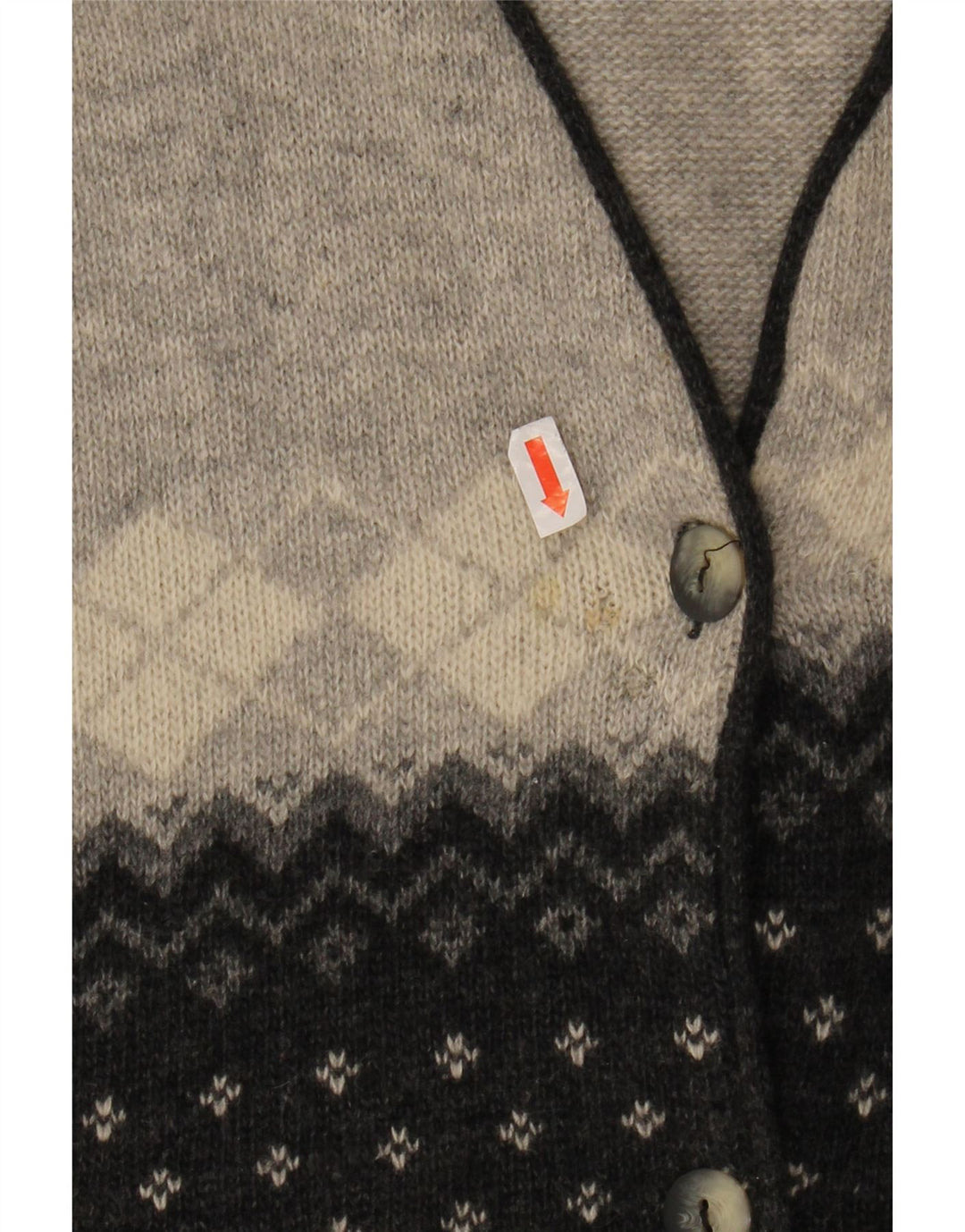 VINTAGE Womens Cardigan Sweater UK 16 Large Black Argyle/Diamond