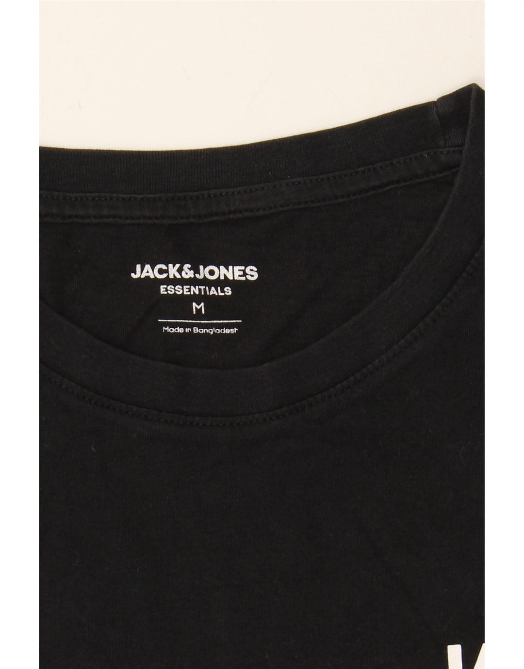 JACK & JONES Mens T-Shirt Top Medium Black Vintage Jack & Jones and Second-Hand Jack & Jones from Messina Hembry 