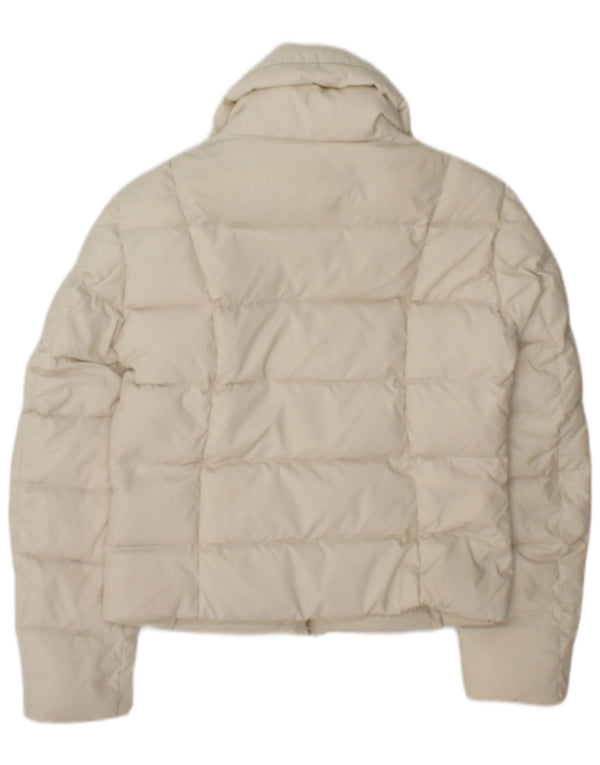 Replay Damen Crop Wattierte Jacke UK 10 Small Off White Polyamid