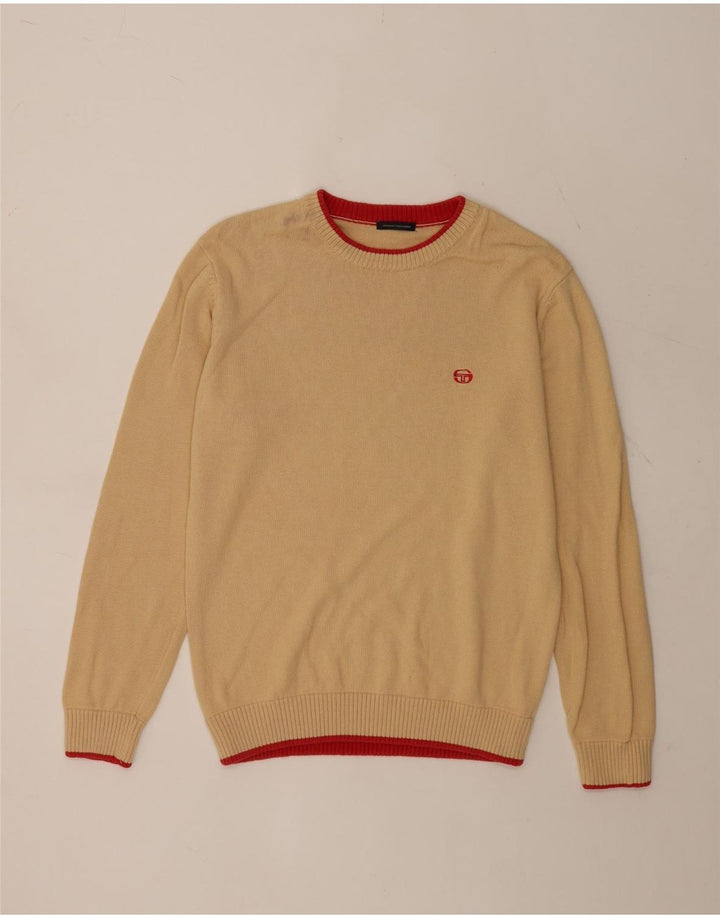 Sergio Tacchini Herren-Pullover mit Rundhalsausschnitt, mittelbeige Baumwolle