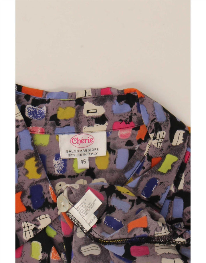 Cherie Kurzarm-Hemdbluse für Damen, Größe 46, groß, mehrfarbig, geometrisch