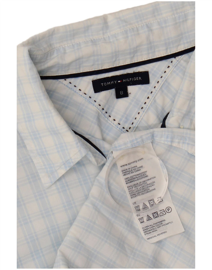 Tommy Hilfiger Damenhemd US 8 mittelblau karierte Baumwolle