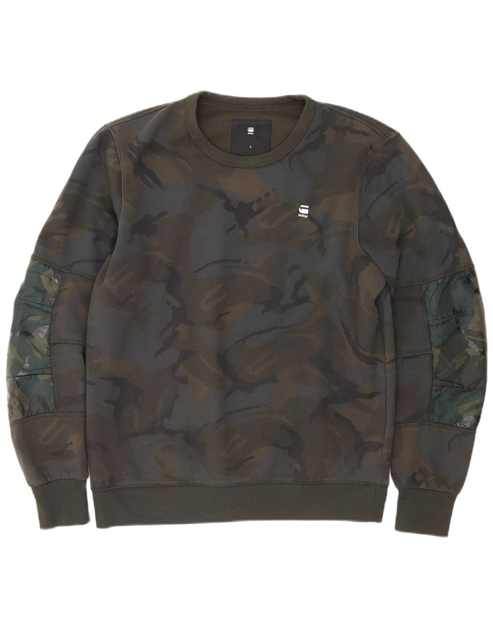 G-Star Herren Sweatshirt Pullover Large Khaki Camouflage Polyester