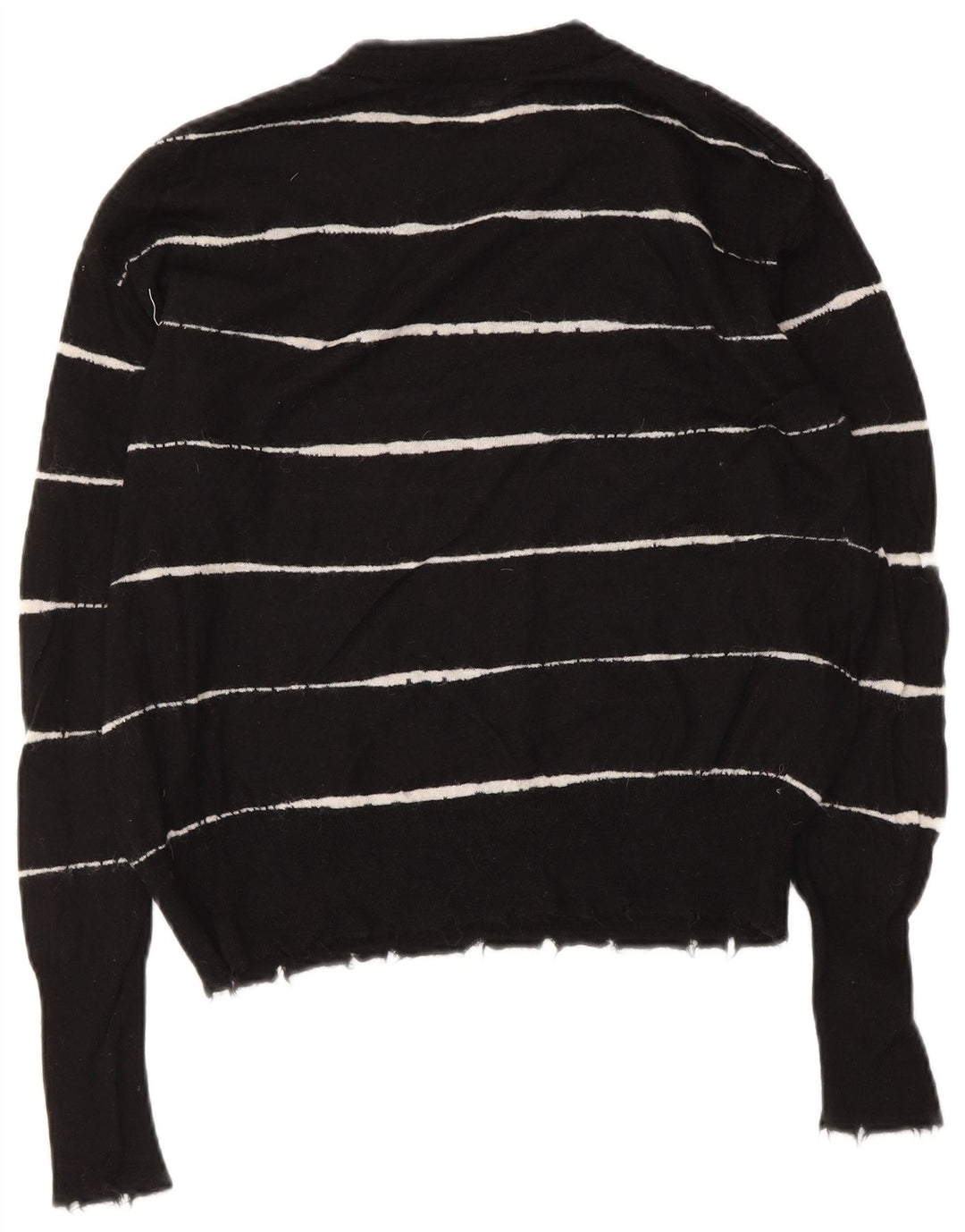 Zara Damen-Pullover, übergroß, Rundhalsausschnitt, Gr. 10, Größe S, Schwarz, gestreift
