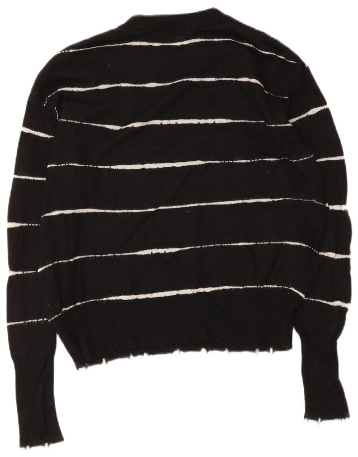 Zara Damen-Pullover, übergroß, Rundhalsausschnitt, Gr. 10, Größe S, Schwarz, gestreift