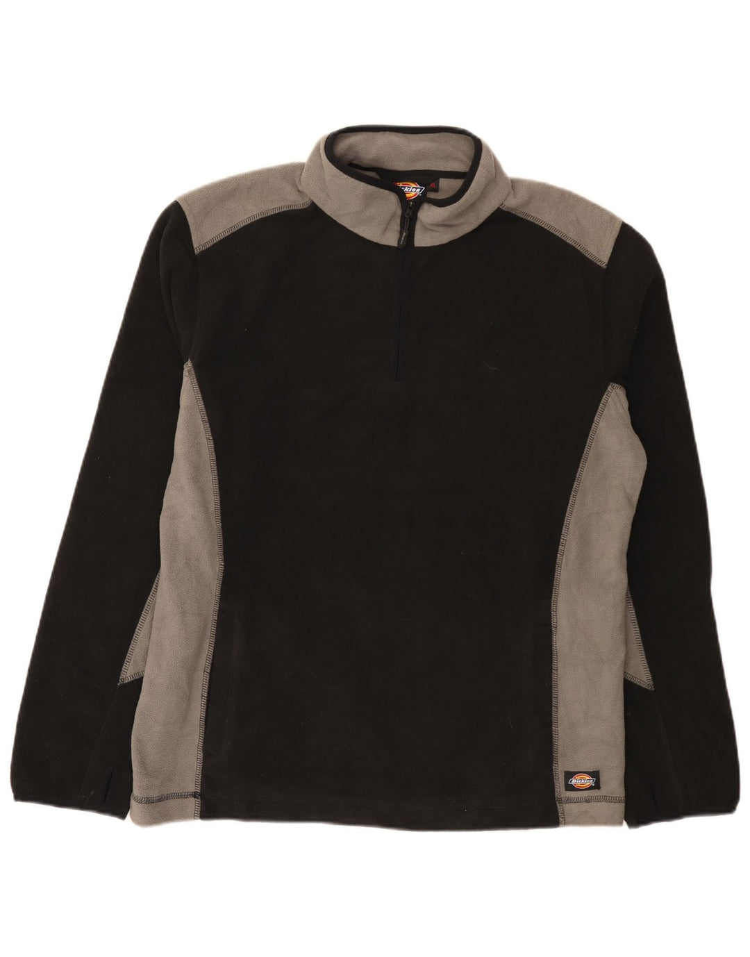 Dickies Herren-Fleecepullover mit Reißverschluss am Hals, XL, schwarzes Farbblock-Polyester