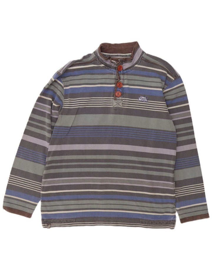 Weird Fish Herren-Sweatshirt mit Knopfkragen, XL, mehrfarbig gestreift