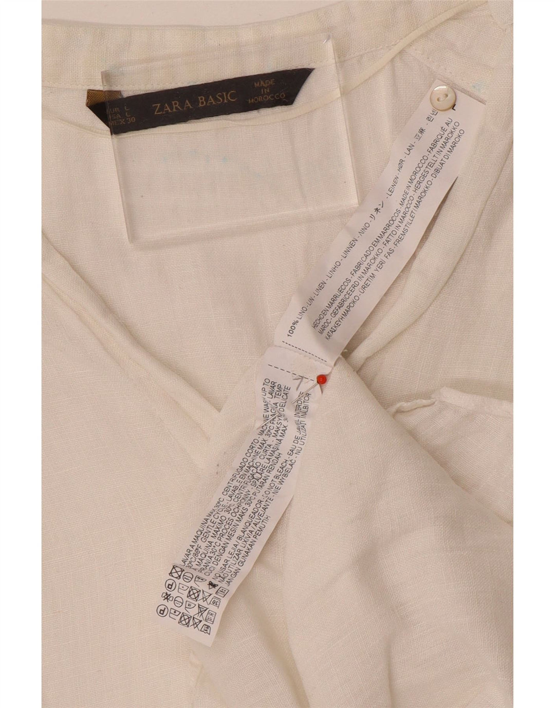 Zara Damen-Hemd UK 16 Large Weiß Leinen