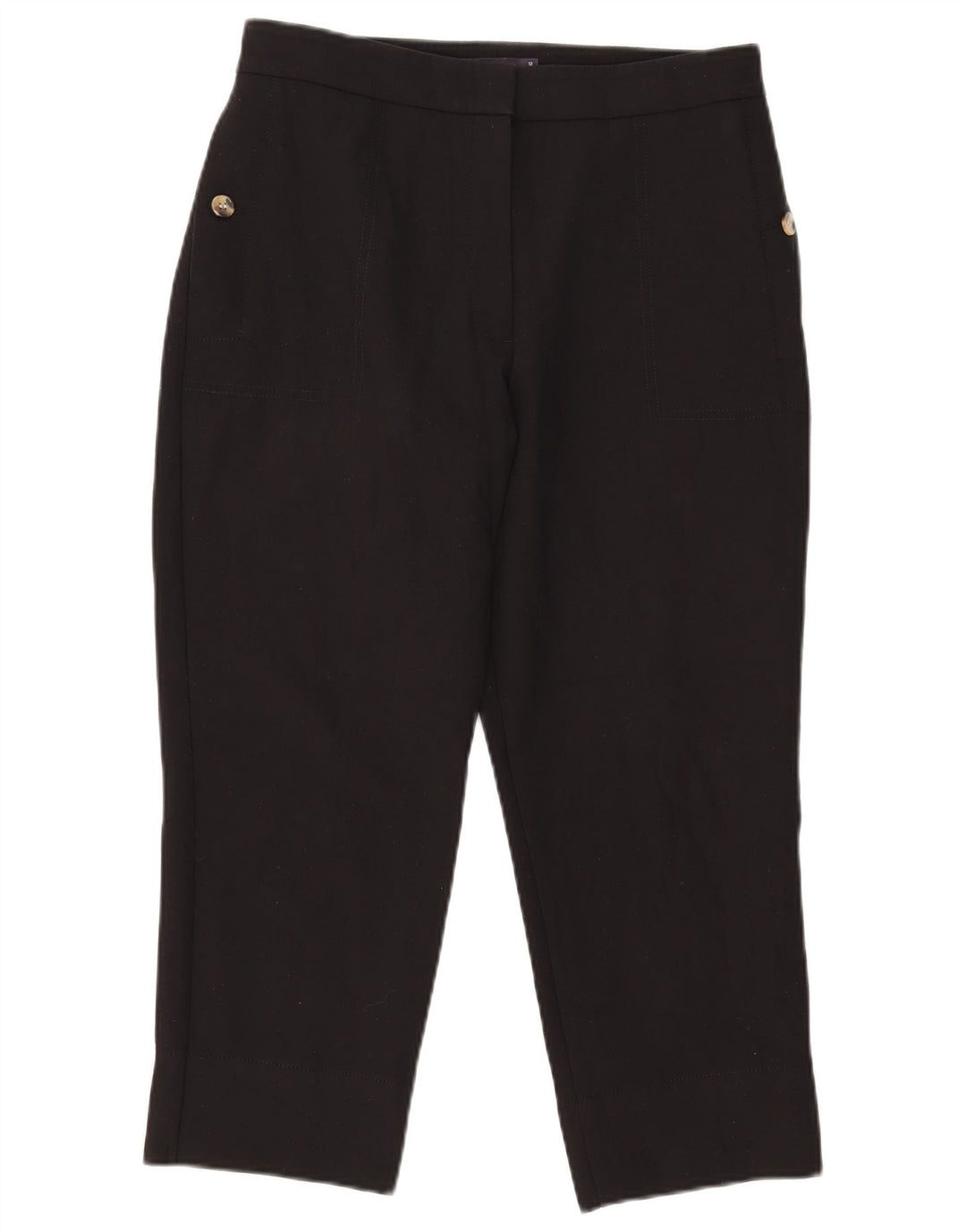 Marks & Spencer Damen gerade verkürzte Hose UK 12 Medium W31 L23 Schwarz