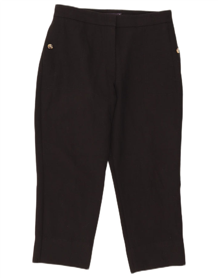 Marks & Spencer Damen gerade verkürzte Hose UK 12 Medium W31 L23 Schwarz