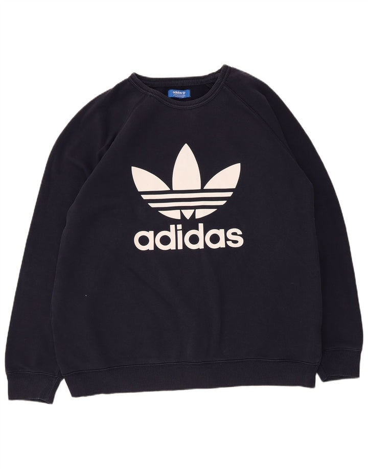 Adidas Herren-Sweatshirt mit Grafik, groß, marineblau, Baumwolle
