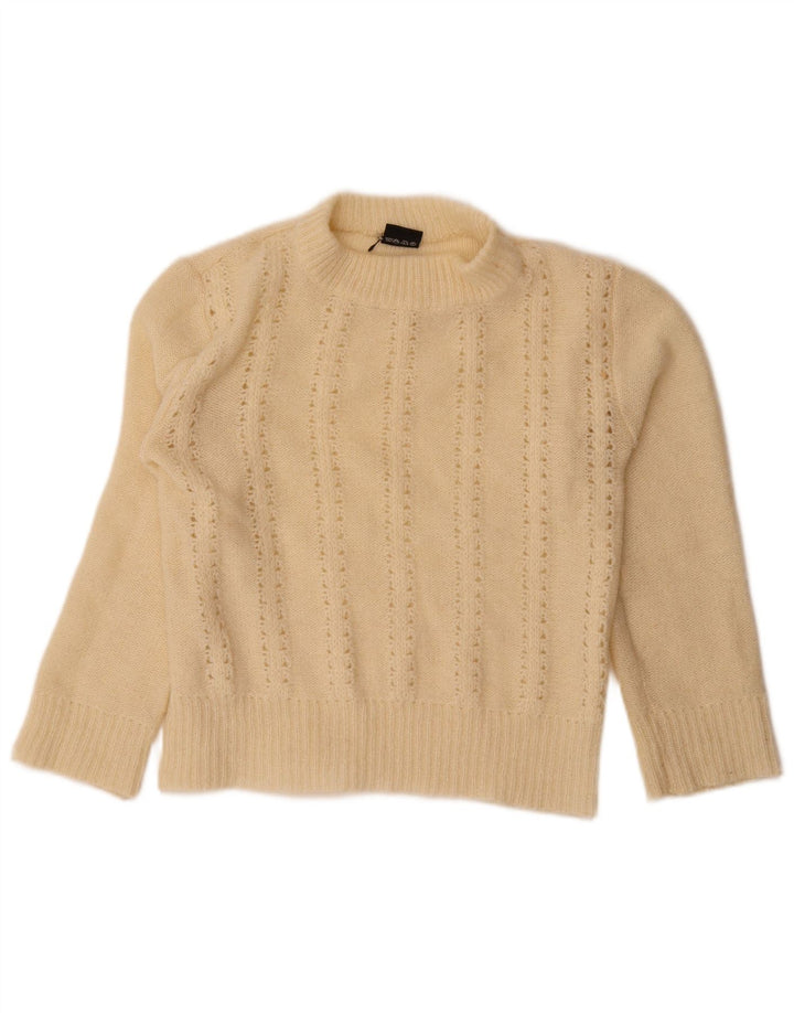 Vintage Damen Rollkragenpullover Pullover UK 14 Medium Off White